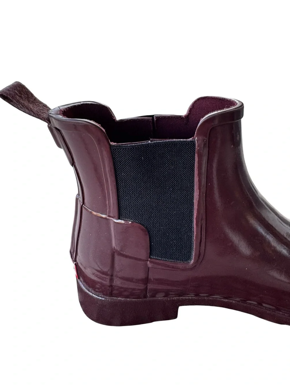 Hunter Burgundy Dark Plum Original Chelsea Waterproof Ankle Rain Boots Size 7.5
